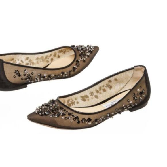 JIMMY CHOO ROMY Embellished Flats 41/10.5 - Picture 2 of 12
